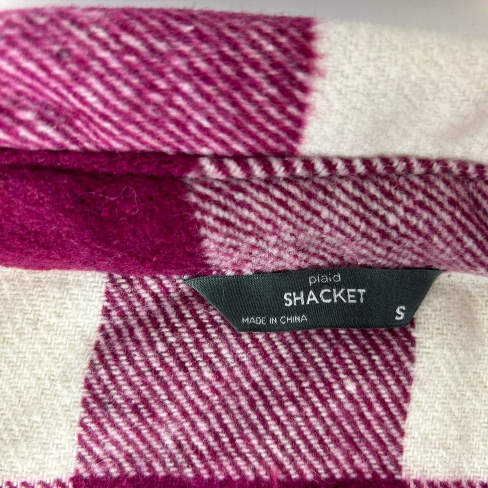 Women’s Plaid Small Shacket Hot Pink - Picture 4 of 5